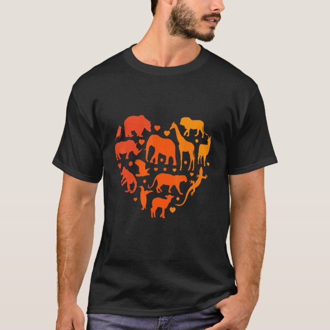 T-shirt Les animaux comme coeur (Devant)
