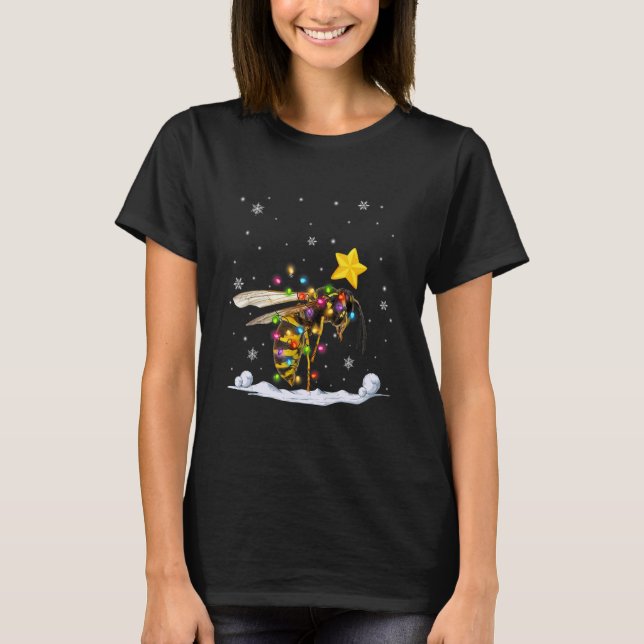 T-shirt Les animaux d'abeilles de Noël Lumières des arbres (Devant)