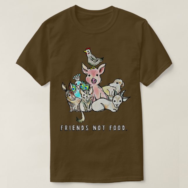 T-shirt Les animaux sont des amis et non de la nourriture  (Design devant)