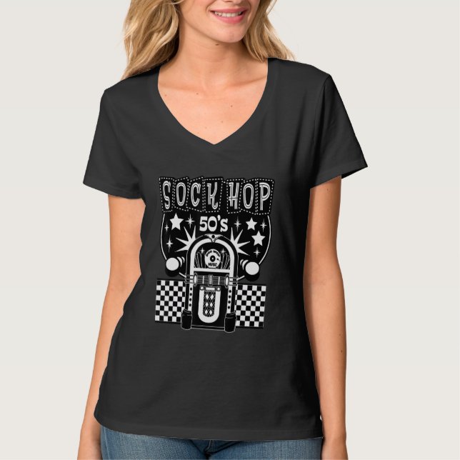 T-shirt les années 50 Sock Hop Pour Femmes Hommes Greaser  (Devant)