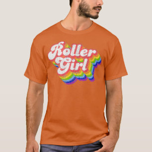 T-shirt les années 70 Retro Disco Rainbow Roller Girl Roll