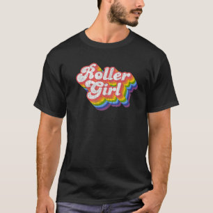 T-shirt les années 70 Retro Disco Rainbow Roller Girl Roll