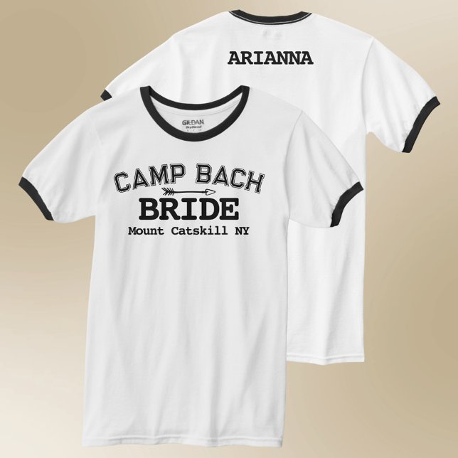 T-shirt les années 70 Rustique Retro Bach Camp avant et ar (Retro ringer tree personalized front and back for your Camp Bach)