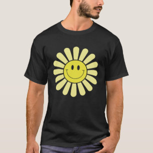 T-shirt les années 70 Sourire Jaune Fleur de visage Joyeux