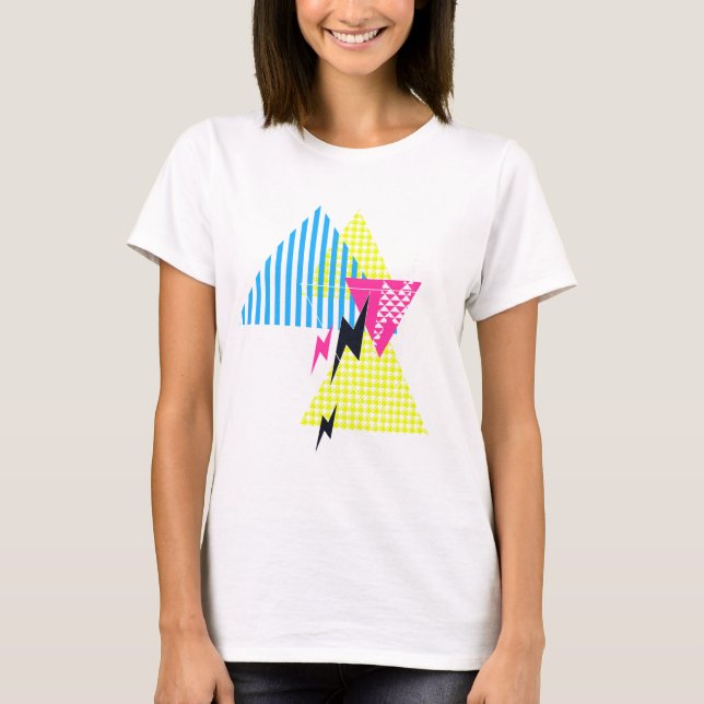 T-shirt Les années 80 d'instantané de triangle de boulon (Devant)