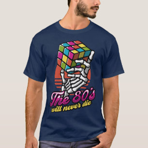 T-shirt Les années 80 ne mourront jamais Cube squelette Vi