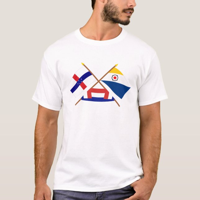 T-shirt Les Antilles néerlandaises et drapeaux croisés par (Devant)
