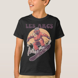 T-shirt Les Arcs France Retro Snowboard
