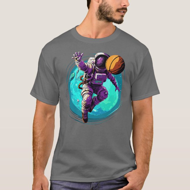 T-shirt Les astronautes jouant au basket (Devant)