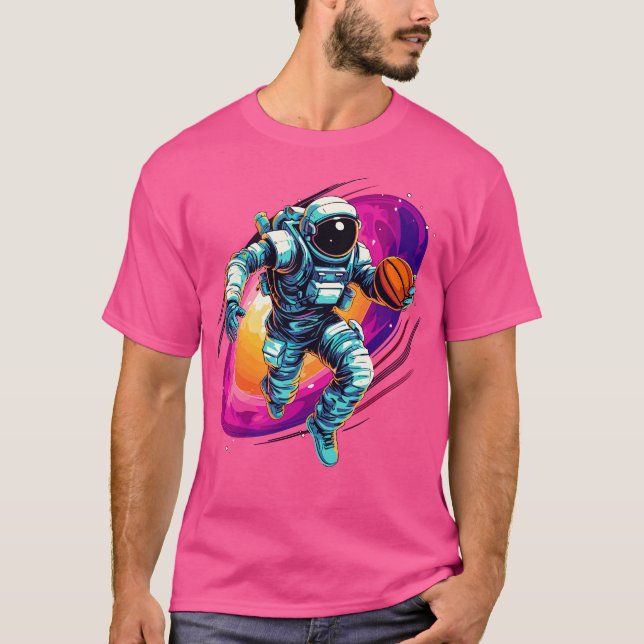T-shirt Les astronautes jouant au basket-ball dans l'espac (Devant)