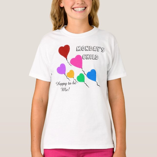T-shirt Les ballons de coeur pour enfants de lundi (Devant)