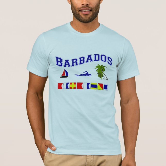 T-shirt Les Barbade - (orthographe maritime de drapeau) (Devant)