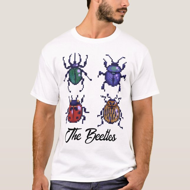 T-shirt Les Beetles, l'art des pixels (Devant)