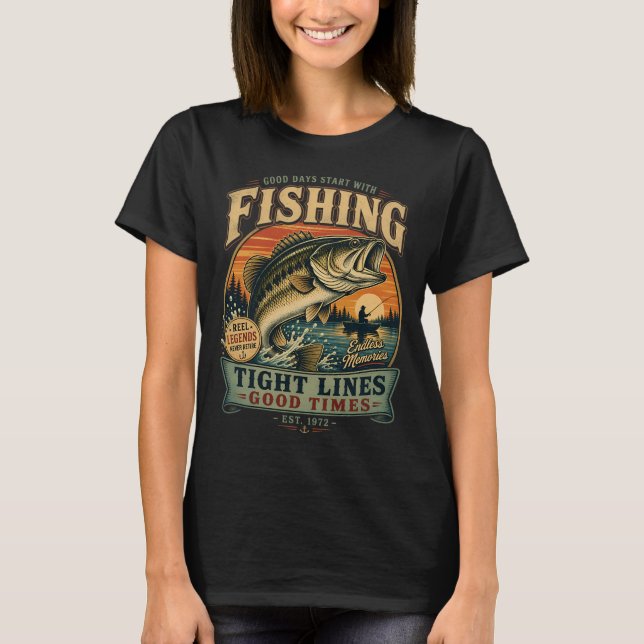 T-shirt Les bons jours commencent par la pêche (Devant)