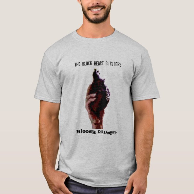 T-shirt Les boursouflures noires de coeur, doigts (Devant)
