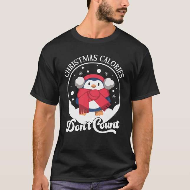 T-shirt Les calories de Noël ne comptent pas | Pingouin mi (Devant)