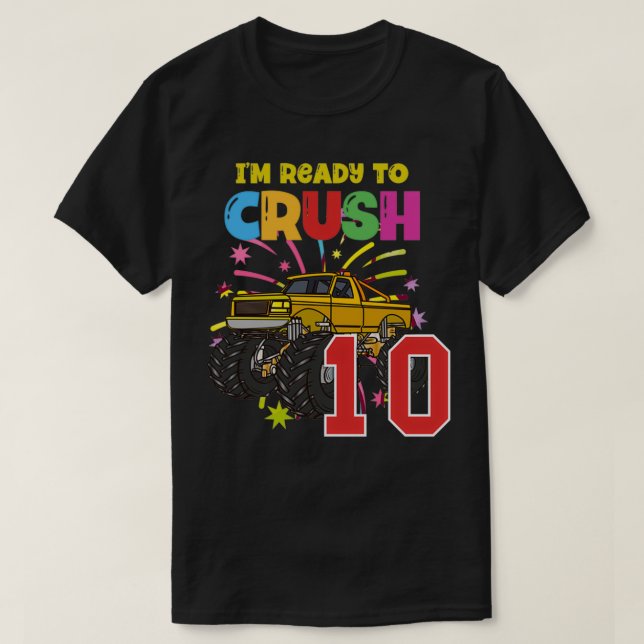T-shirt Les camions de monstres jaunes sont ma zone de 10e (Design devant)