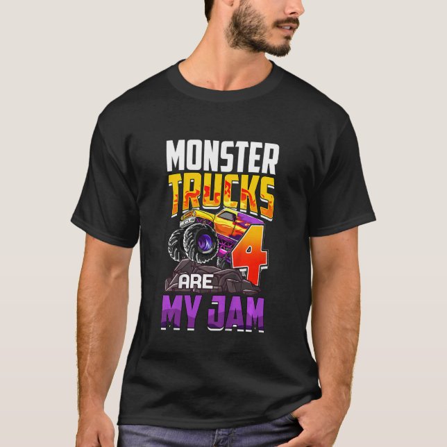 T-shirt Les Camions Monster Enfants Sont Mon Jam 4e Annive (Devant)
