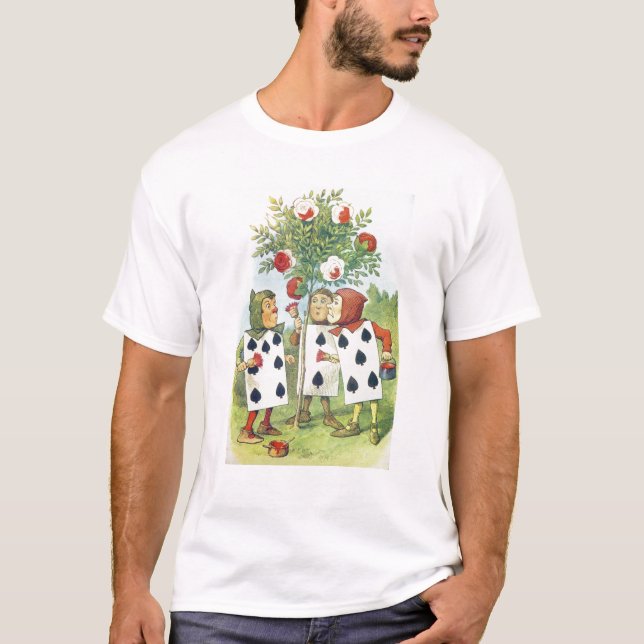 T-shirt Les cartes de jeu peignant le rosier (Devant)