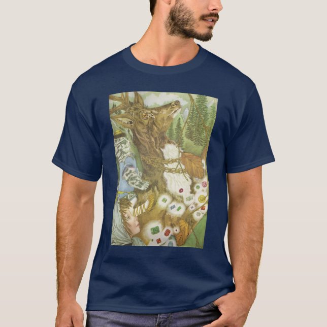 T-shirt Les cerfs communs et le chat et les bijoux (Devant)