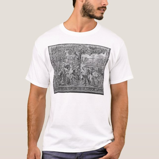 T-shirt Les chasses de Maximilian, Lion, la chasse à mâle (Devant)