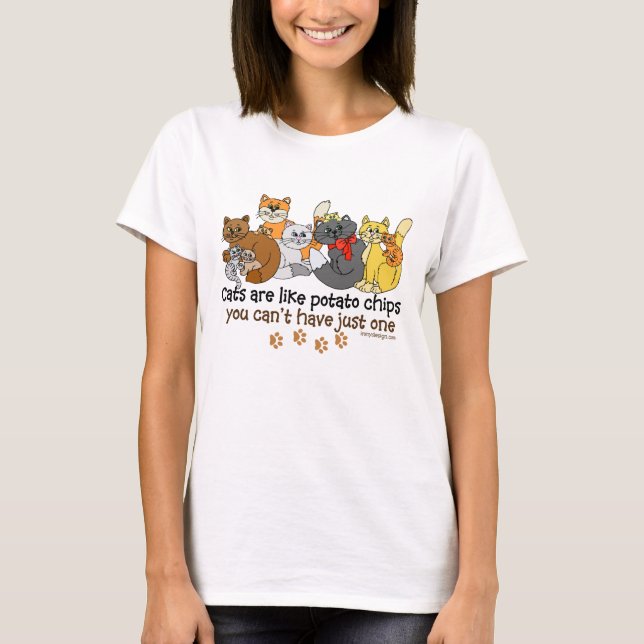 T-shirt Les chats aiment l'humour de pommes chips (Devant)