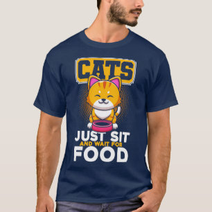 T-shirt Les Chats Attendent Pour La Nourriture Amoureux de