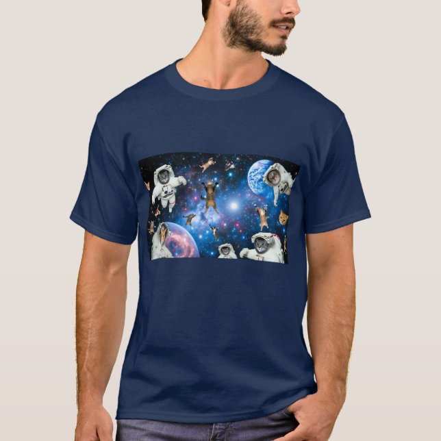 T-shirt Les chats d'astronautes dans l'espace (Devant)