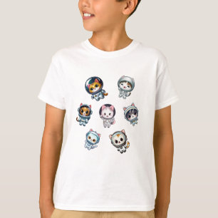 T-shirt Les chats d'astronautes dans l'espace avec des ami