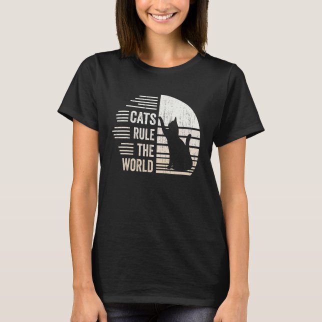 T-shirt Les chats dominent le monde mignonne maman chat (Devant)