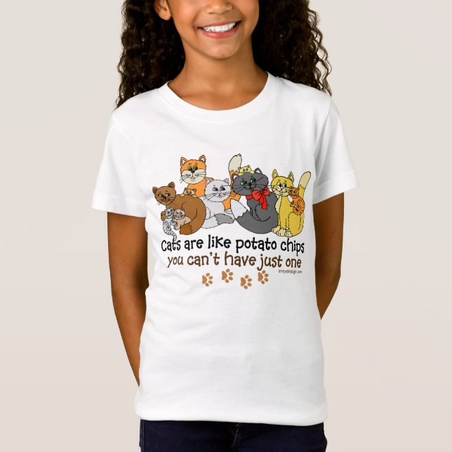 T-Shirt Les chats drôles sont comme des pommes chips (Devant)