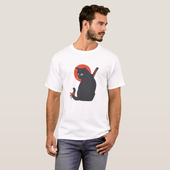 T-shirt Les chats en guerrier Samurai - Choisir la couleur (Devant entier)