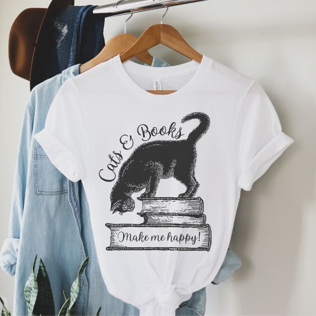 T-shirt Les chats et les livres me rendent heureux de lire (Créateur téléchargé)