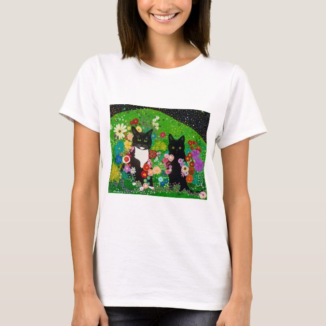 T-shirt Les chats et les tisanes à fleurs (Devant)