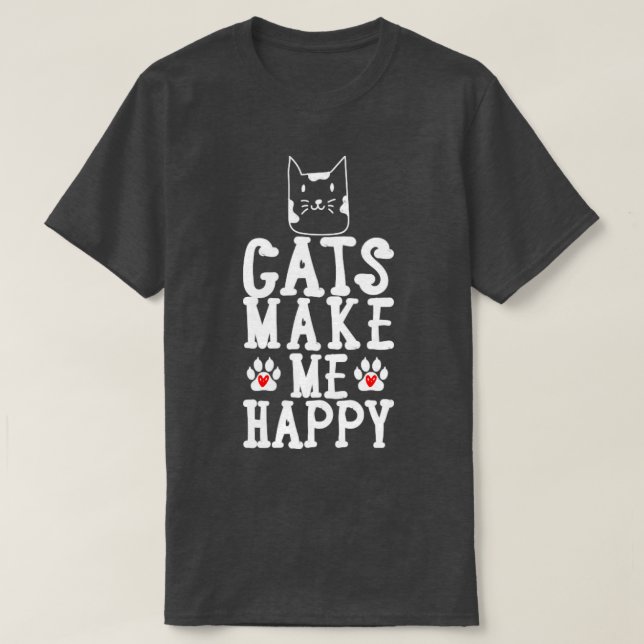T-shirt Les chats me rendent heureux (Design devant)
