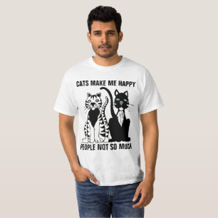 T-SHIRT LES CHATS ME RENDENT HEUREUX LES GENS PAS TANT DE