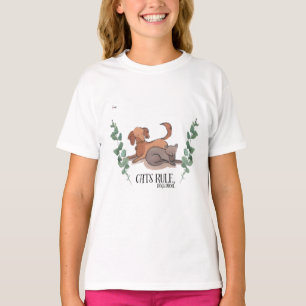 T-shirt 'Les chats règnent, les chiens bavent' pou