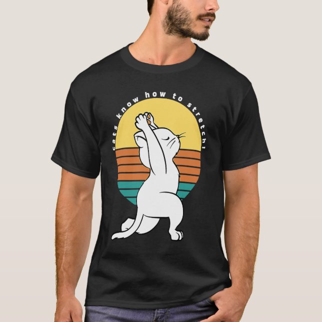 T-shirt Les Chats savent comment étirer Retro Yoga Chat pr (Devant)