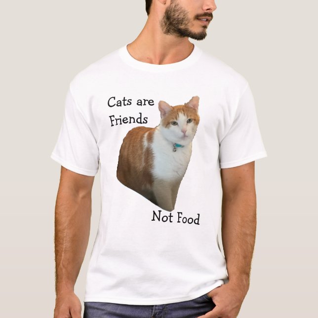 T-shirt Les chats sont amis - pas de la nourriture (Devant)