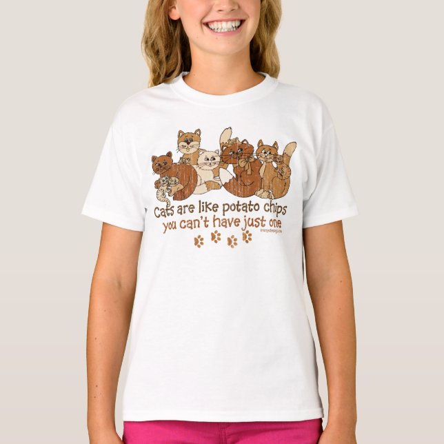 T-shirt Les chats sont comme des chips (Devant)