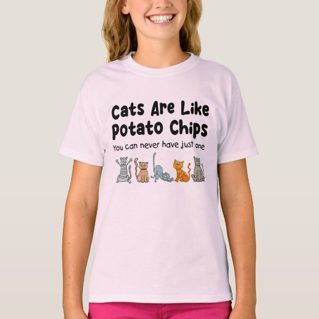 T-shirt Les Chats Sont Comme Des Chips De Pomme De Terre Q (Devant)