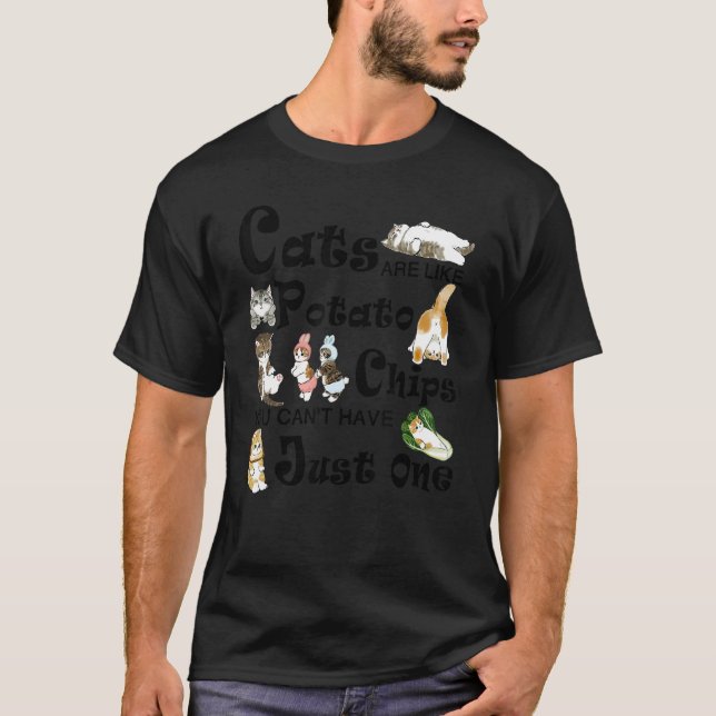 T-shirt Les chats sont comme des chips de pommes de terre  (Devant)