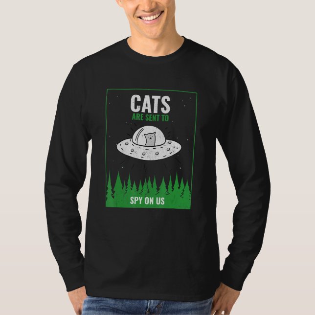 T-shirt Les Chats Sont Envoyés Pour Nous espionner À L'Ufo (Devant)