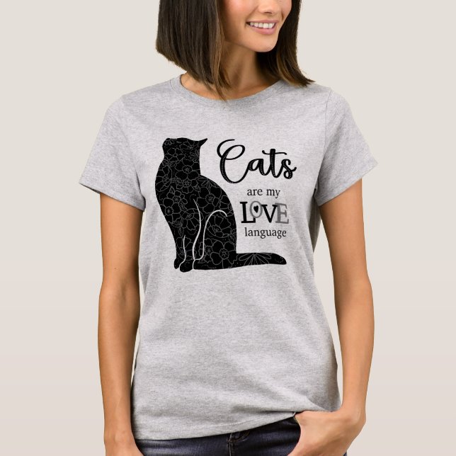 T-Shirt 'Les chats sont mon langage d'amour' (Devant)