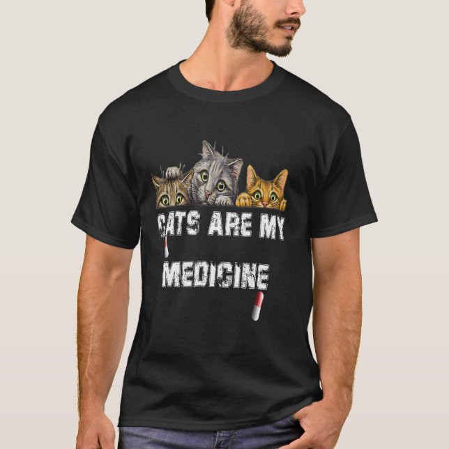 T-shirt Les chats sont mon médicament (Devant)