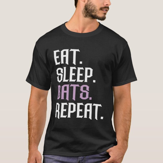 T-shirt Les chauves-souris Mangent Sleep Chat Animal chauv (Devant)