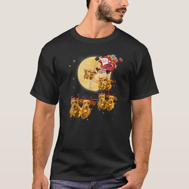 T-shirt Les Chemises de Chien Dachshund, un renne de Noël (Devant)