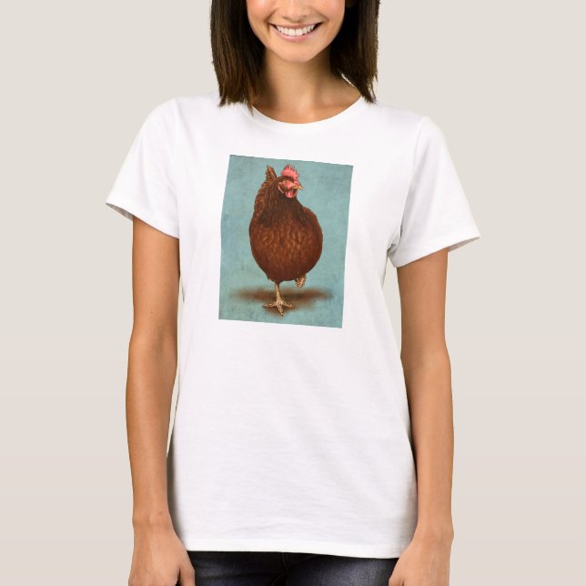 T-shirt Les chemises des femmes de poule de rouge d'île de (Devant)