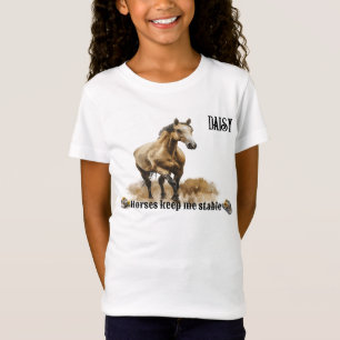 T-Shirt "Les chevaux me gardent stable" Personnalisable fi