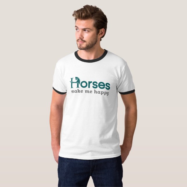 T-shirt les chevaux me rendent heureux (Devant entier)